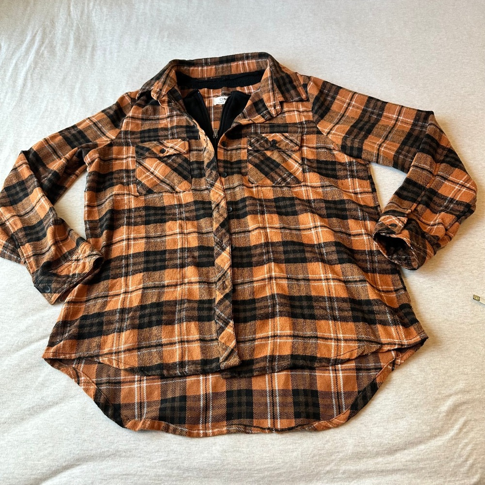 Ci Sono Plaid Collection Orange Black Button‎ Down XL PTP48